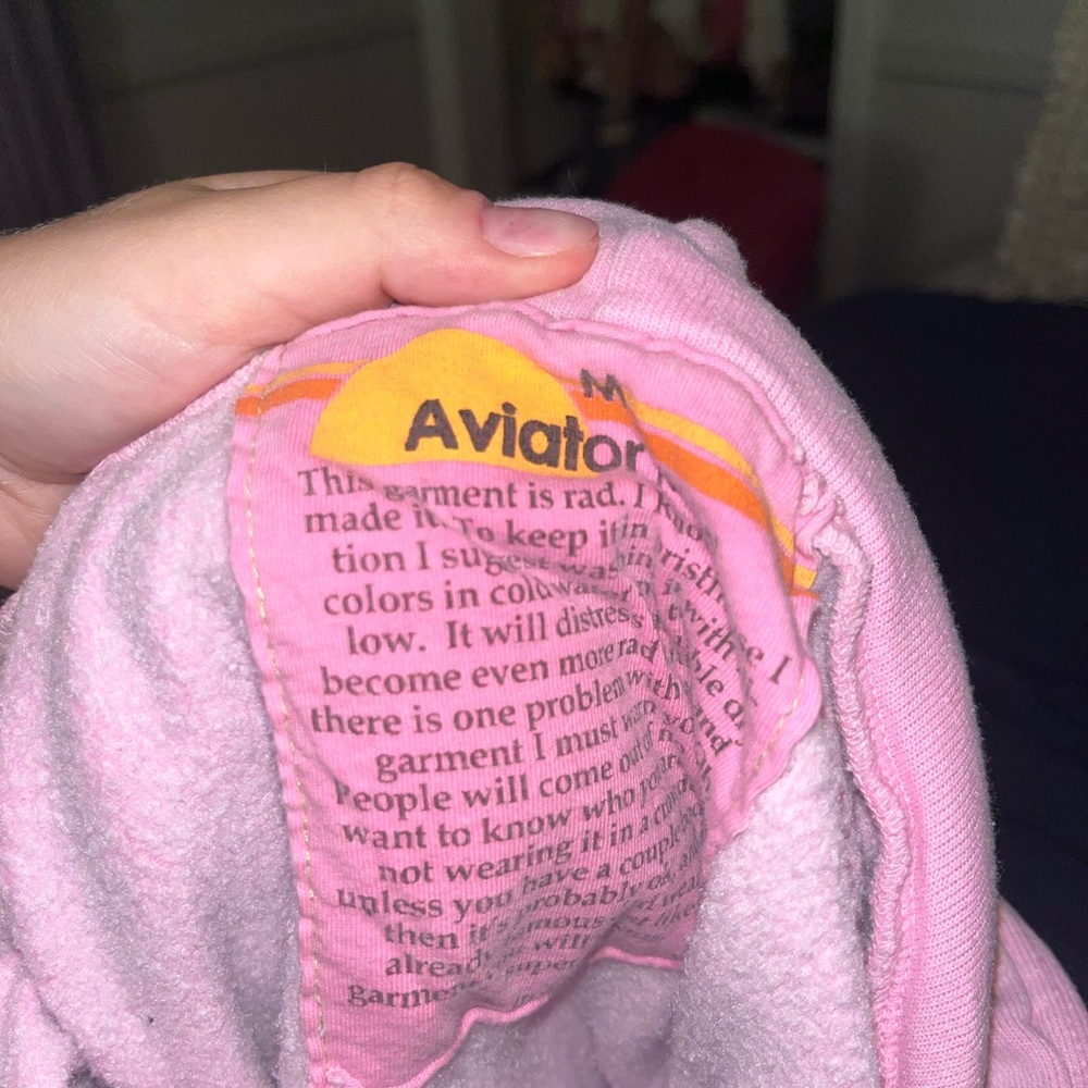 Aviator Nation Pink Hoodie with Blue and Multicolor Design - Picture 4 of 4